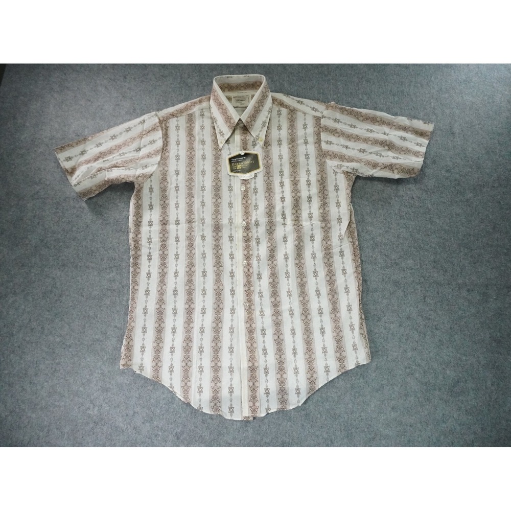 Vtg Towncraft Shirt  Mens 15.5 Polyester‎ Nylon Disco Collar MCM Atomic 60s 70s